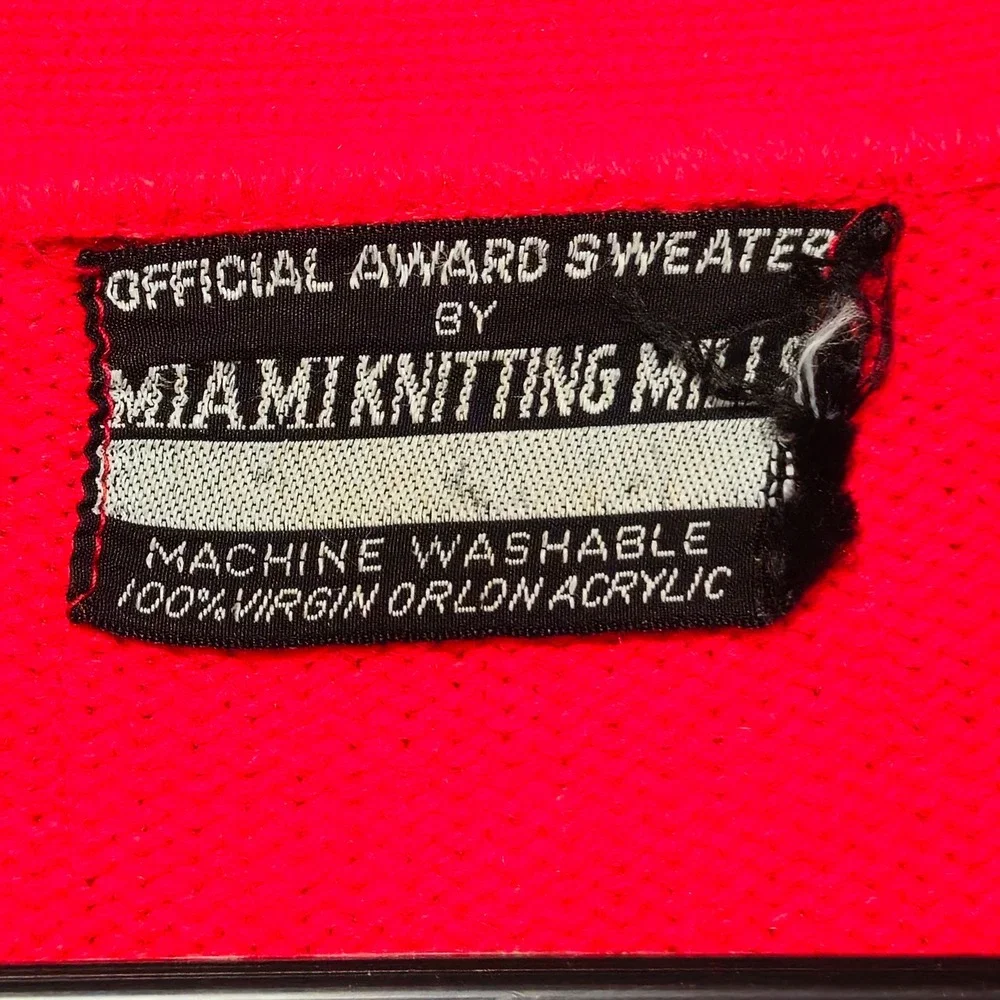 Vintage Miami Knitting Mills Red Varsity Letterman Cardigan SJ Patch Mens Small